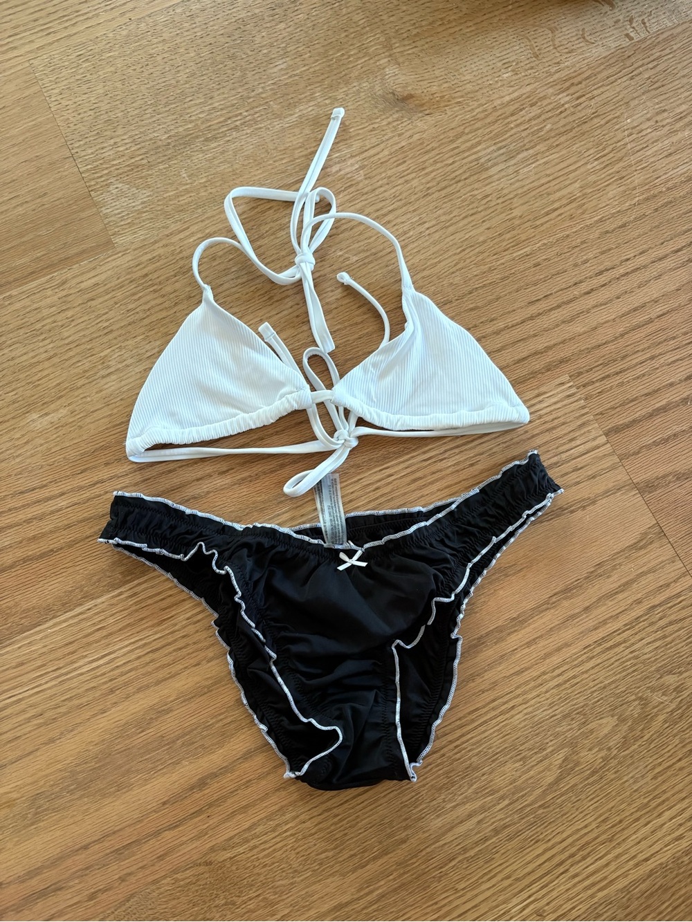 Two-Tone Black & White Bikini Set